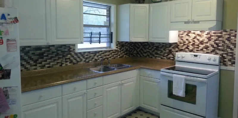Kitchen backsplash installation — after